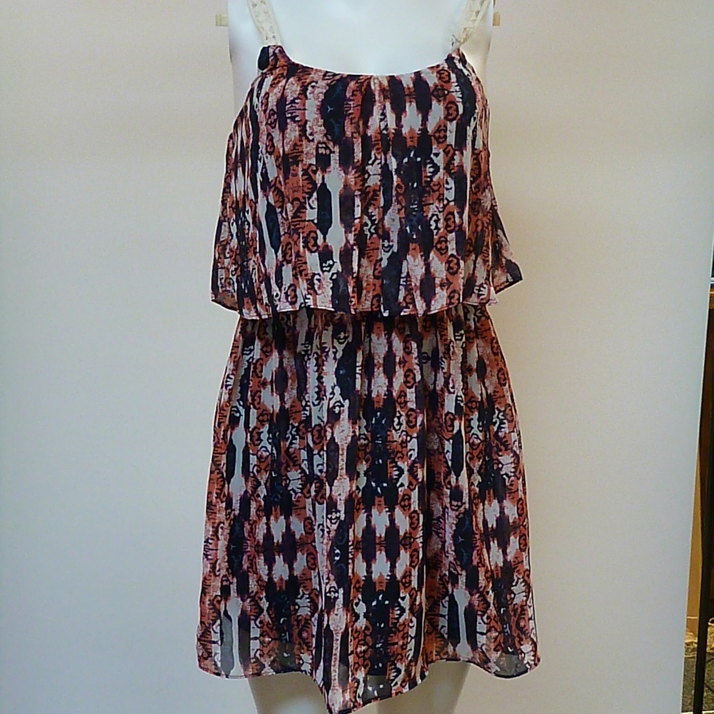 A. BYER  TRIBAL SHORT SLEEVE POPOVER DRESS  GIRLS JUNIOR SIZE SMALL
